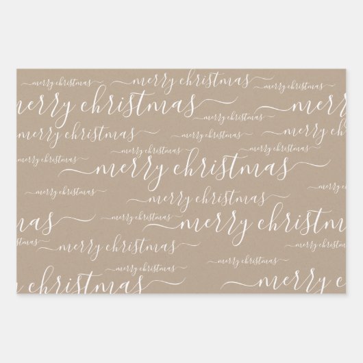 Elegant Rustic Kraft Paper Merry Kerstscript (Voorkant 3)