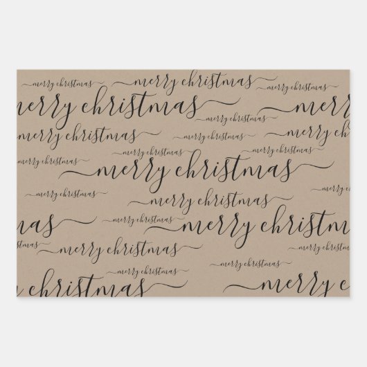 Elegant Rustic Kraft Paper Merry Kerstscript (Voorkant)