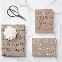 Elegant Rustic Kraft Paper Merry Kerstscript