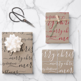 Elegant Rustic Kraft Paper Merry Kerstscript