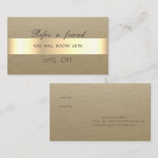 Elegant Rustic Kraft, Stripe Reference Kaart (Voorkant / Achterkant)