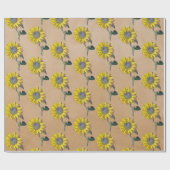 Elegant Rustic Kraft Sunflower Cadeaupapier (Vlak)