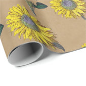 Elegant Rustic Kraft Sunflower Cadeaupapier (Rol Hoek)