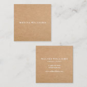 Elegant Rustic Kraft Vierkante Visitekaartje (Voorkant / Achterkant)