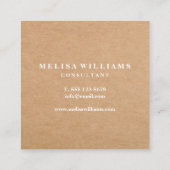 Elegant Rustic Kraft Vierkante Visitekaartje (Achterkant)