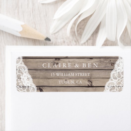 Elegant Rustic Lace Wedding Return Address Label (Insitu)