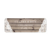 Elegant Rustic Lace Wedding Return Address Label (Voorkant)