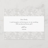 Elegant Rustic Lace zal je mijn Bloemenmeisje zijn Uitnodiging Briefkaart (Achterkant)