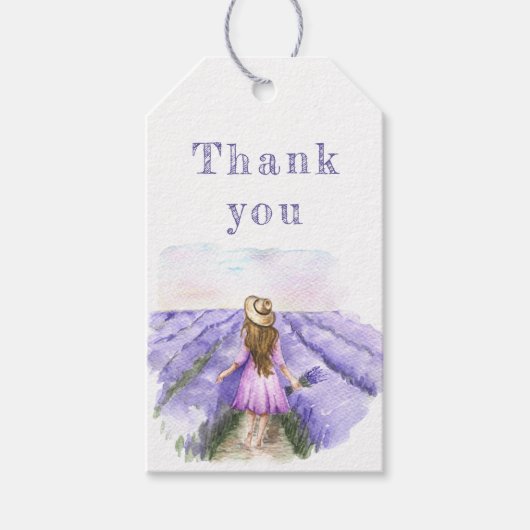 Elegant Rustic Lavender Provence Flowers Lila Cadeaulabel (Voorkant)