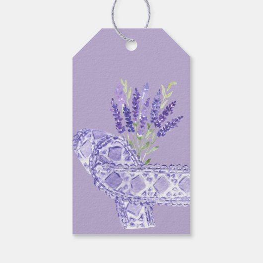 Elegant Rustic Lavender Provence Flowers Lila Cadeaulabel (Achterkant)
