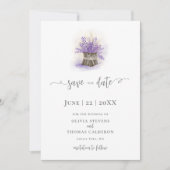 Elegant Rustic Lavender Waterverf Floral Foto Save The Date (Voorkant)