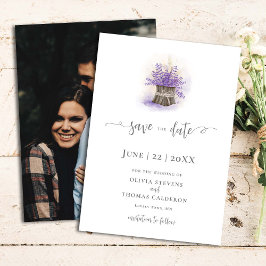 Elegant Rustic Lavender Waterverf Floral Foto Save The Date