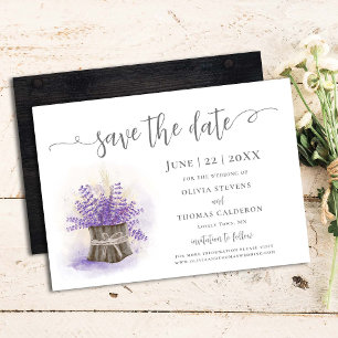 Elegant Rustic Lavender Wheat Waterverf Floral Save The Date