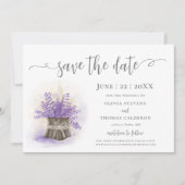 Elegant Rustic Lavender Wheat Waterverf Floral Save The Date (Voorkant)