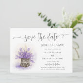 Elegant Rustic Lavender Wheat Waterverf Floral Save The Date (Staand voorkant)