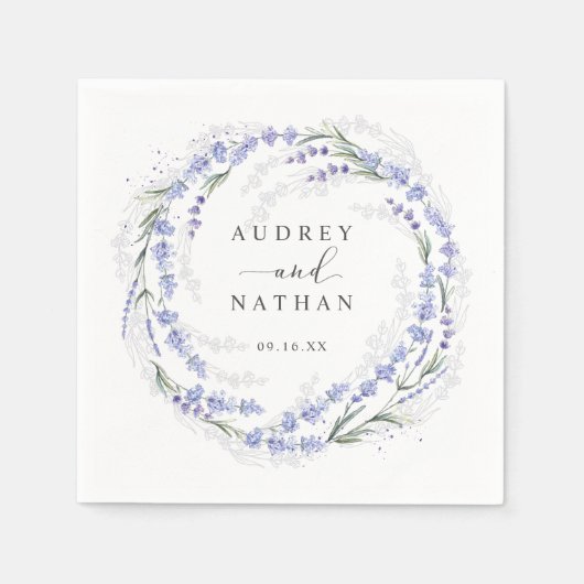 Elegant Rustic Lavender Wreath Wedding Paper Servet (Voorkant)