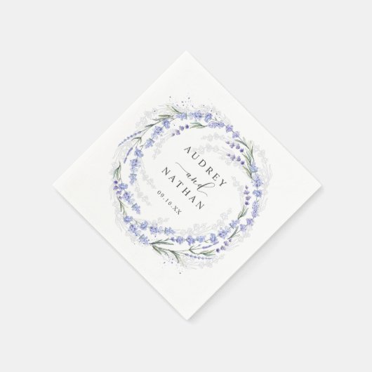 Elegant Rustic Lavender Wreath Wedding Paper Servet (Hoek)