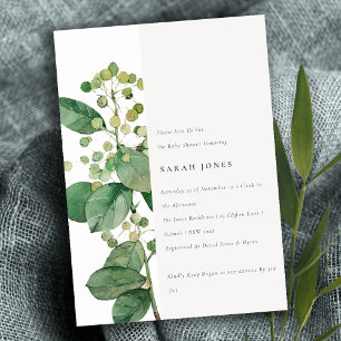 Elegant Rustic Leafy Foliage Greenery Baby shower Kaart