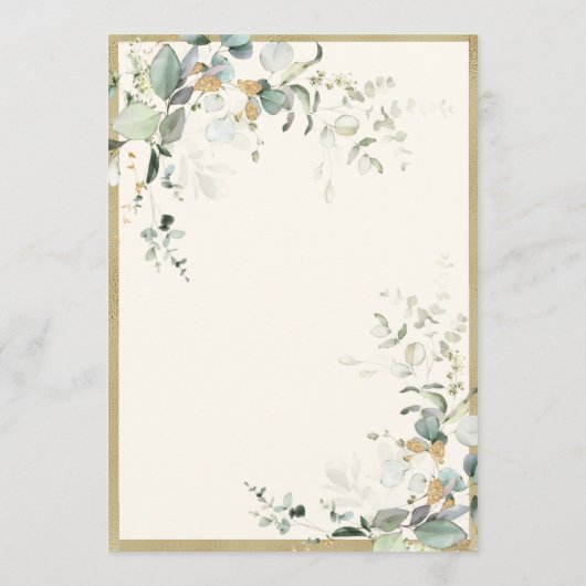 Elegant Rustic Leaves Greenery Gold Wedding Kaart (Achterkant)