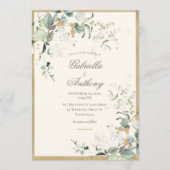 Elegant Rustic Leaves Greenery Gold Wedding Kaart (Voorkant)