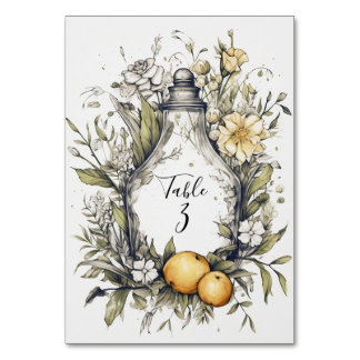 Elegant Rustic Lemon Foliage Wedding Table Number Kaart