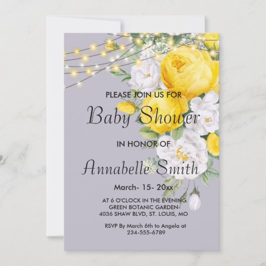 Elegant Rustic licht Geel Baby shower Kaart (Voorkant)