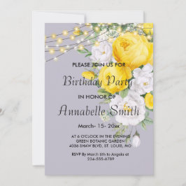 Elegant Rustic licht Gele Floral Birthday Kaart