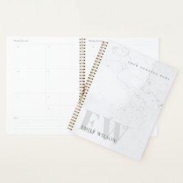Elegant Rustic Marble Stone Gray Monogram Naam Planner