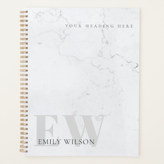 Elegant Rustic Marble Stone Gray Monogram Naam Planner (Voorkant)