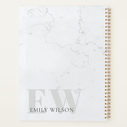 Elegant Rustic Marble Stone Gray Monogram Naam Planner (Achterkant)