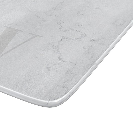 Elegant Rustic Marble Stone Gray Monogram Naam Snijplank (Hoek)