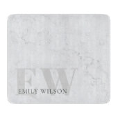 Elegant Rustic Marble Stone Gray Monogram Naam Snijplank (Voorkant)