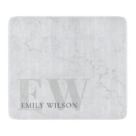 Elegant Rustic Marble Stone Gray Monogram Naam Snijplank