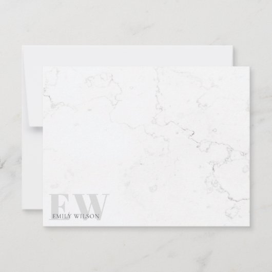 Elegant Rustic Marble Stone Gray Name Monogram Notitiekaartje (Voorkant)