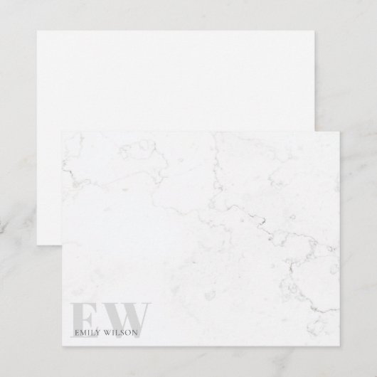 Elegant Rustic Marble Stone Gray Name Monogram Notitiekaartje (Voorkant / Achterkant)