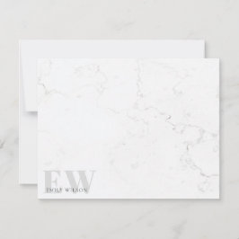 Elegant Rustic Marble Stone Gray Name Monogram Notitiekaartje
