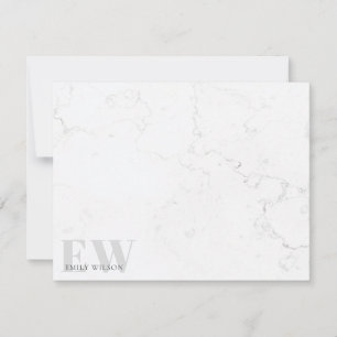 Elegant Rustic Marble Stone Gray Name Monogram Notitiekaartje