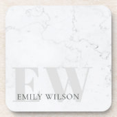 Elegant Rustic Marble Stone Ivory Gray Monogram Bier Onderzetter (Voorkant)
