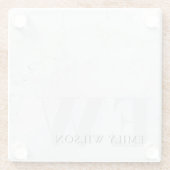 Elegant Rustic Marble Stone Ivory Gray Monogram Glazen Onderzetter (Achterkant)