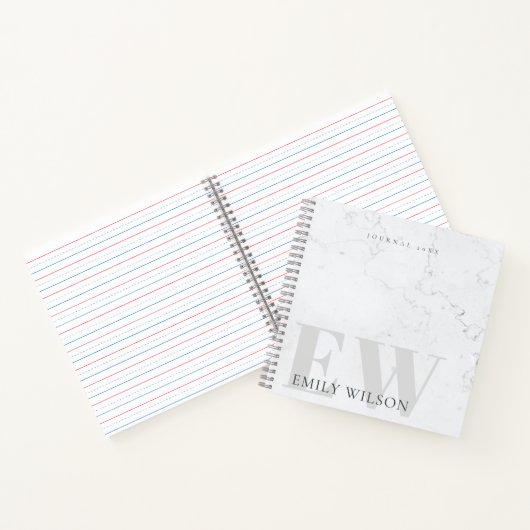 Elegant Rustic Marble Stone Ivory Gray Monogram Notitieboek (Binnen)