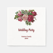 Elegant Rustic Maroon/Burgundy Roos Wedding Party Servet (Voorkant)
