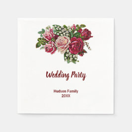 Elegant Rustic Maroon/Burgundy Roos Wedding Party Servet