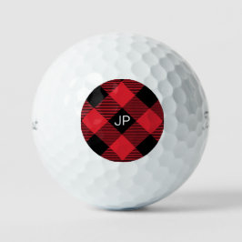 Elegant Rustic Masculine Black Red Buffalo Initiaa Golfballen