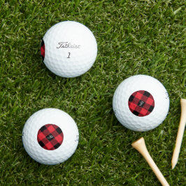 Elegant Rustic Masculine Black Red Buffalo Initiaa Golfballen