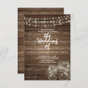 Elegant Rustic Mason Jar Lights bruiloft Kaart