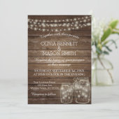 Elegant Rustic Mason Jar Lights bruiloft Kaart (Staand voorkant)