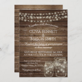 Elegant Rustic Mason Jar Lights bruiloft Kaart