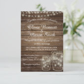 Elegant Rustic Mason Jar Lights bruiloft Kaart (Staand voorkant)