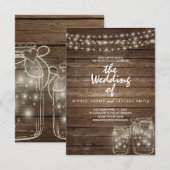 Elegant Rustic Mason Jar Lights Wedding Uitnodigin Kaart (Voorkant / Achterkant)
