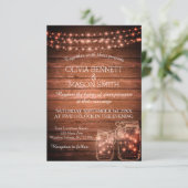 Elegant Rustic Mason Jar Lights Wedding Uitnodigin Kaart (Staand voorkant)